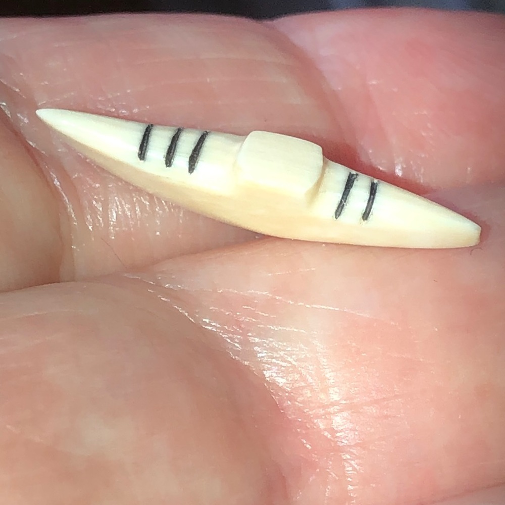 Vintage Scrimshaw boat carved tie pin